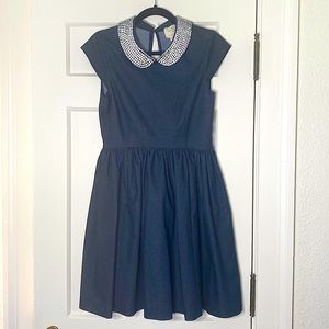 Kate Spade Denim Rhinestone Collar dress w/pockets! Size 6 like new
